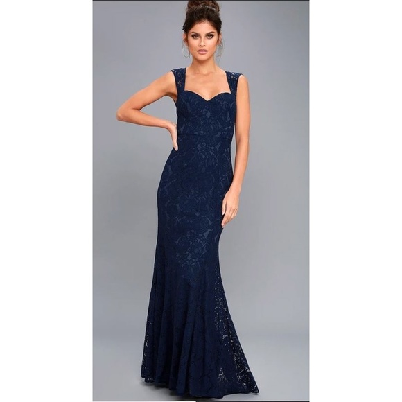 Lulus Dresses & Skirts - Lulus Navy Lace Rosetta Mermaid Gown Dress L